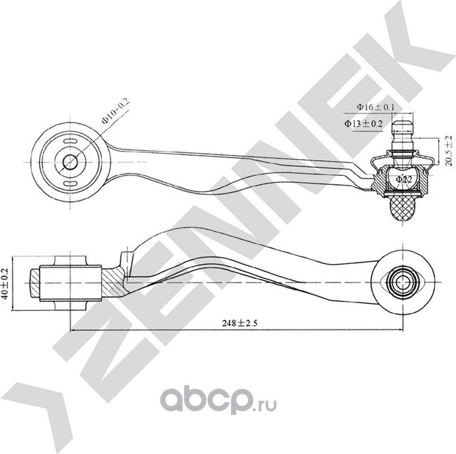 Рычаг передний верхний задний правый AUDI A4-A8 95 (Zennek). Артикул DCA0106