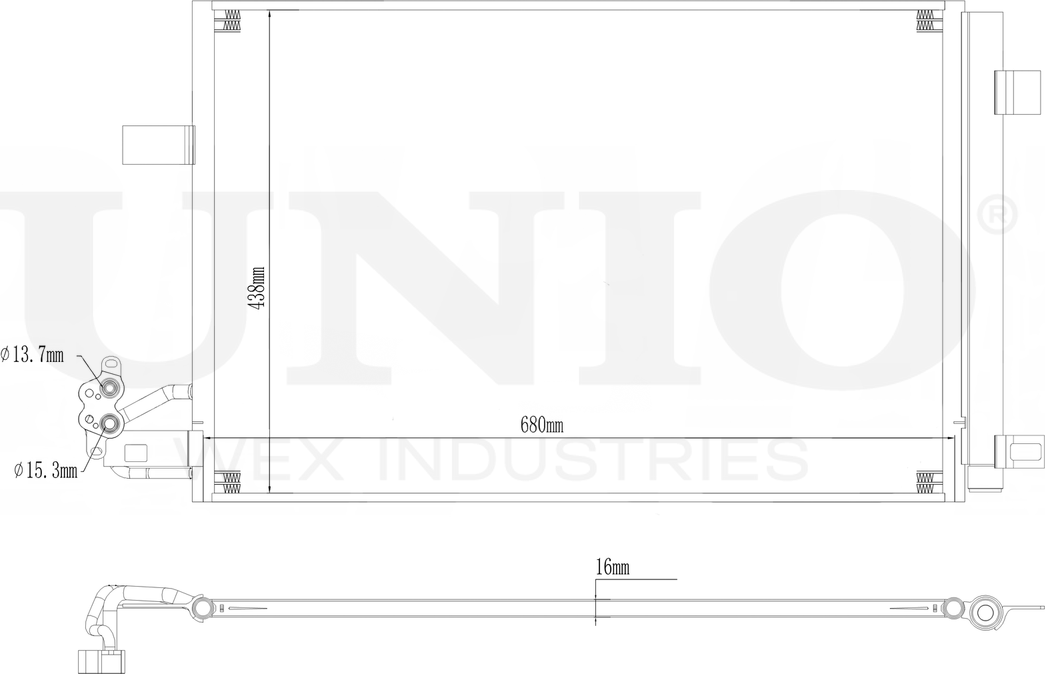 Радиатор кондиционера (Unio). Артикул RAD-30005