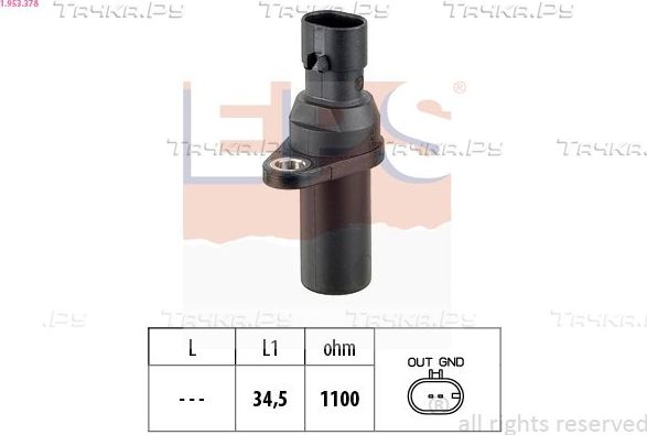 Датчик положения коленвала EPS Made in Italy - OE Equivalent для Fiat Palio I 1997-2002. Артикул 1.953.378