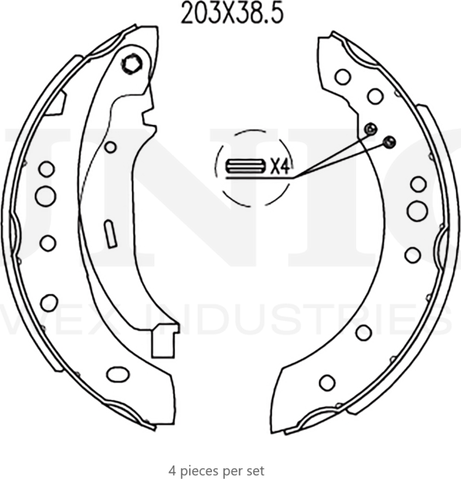 Колодки тормозные барабанные, комплект (Unio). Артикул BRP-10021