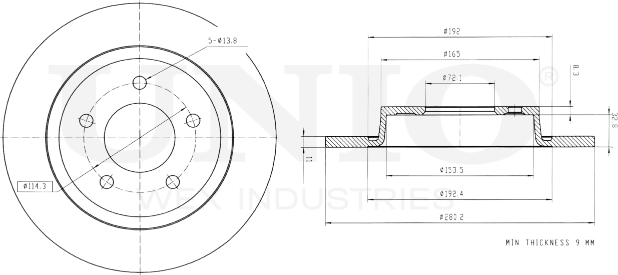 Диск тормозной (Unio). Артикул BRD-20255