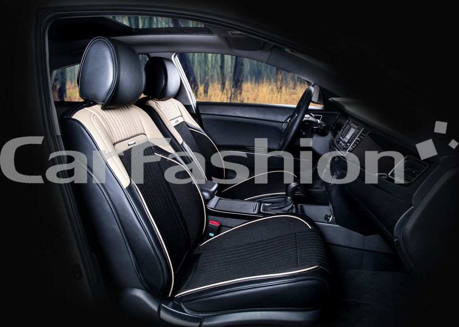 Накидки универсальные CarFashion Arcenal на передние сидения авто, цвет Бежевый/Черный. Артикул 21460