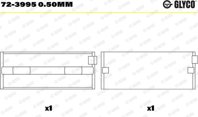 Вкладыши коренные Glyco для Alfa Romeo Brera 2006-2011. Артикул 72-3995 0.50mm