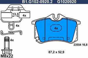 Тормозные колодки Galfer задние для Citroen C3 II 2009-2016. Артикул B1.G102-0920.2
