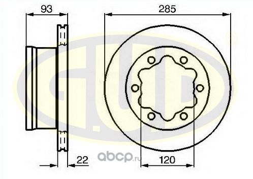 Тормозной диск G.U.D. задний для Mercedes-Benz Sprinter 904 1995-2006. Артикул GDB122196