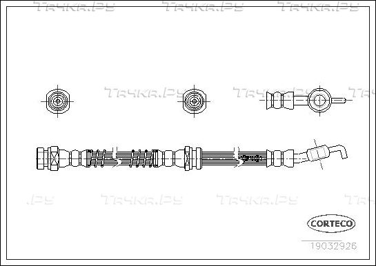 Тормозной шланг Corteco передний для Mitsubishi Lancer VI 1992-1996. Артикул 19032926
