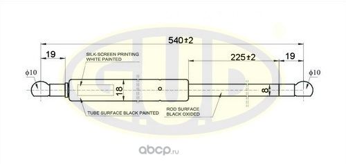 АМОРТИЗАТОР БАГАЖНИКА MAZ 3 (BK14) 1003- 390N L=540225MM G.U.D.. Артикул GGS020328