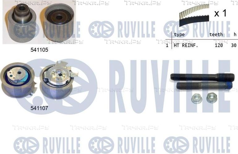 Ремень ГРМ с роликами (комплект) Ruville для Volkswagen New Beetle I (A4) 2001-2010. Артикул 550061
