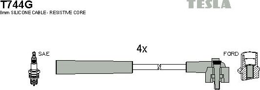 Высоковольтные провода (провода зажигания) (комплект) Tesla для Ford Orion III 1990-1993. Артикул T744G