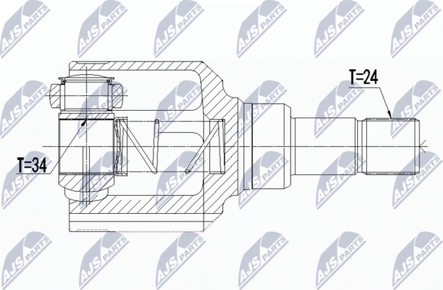 Шрус внутренний (граната) NTY передний правый для Opel Combo E 2018-2026. Артикул NPW-PE-050