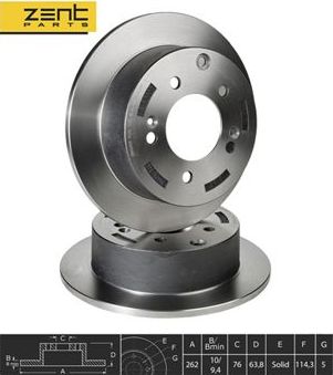 Тормозной диск Zentparts. Артикул Z06095