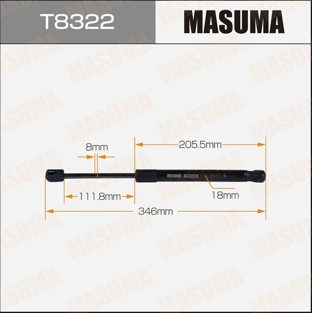 Упор газовый капота MASUMA, L=346mm (1/40). Артикул T8322
