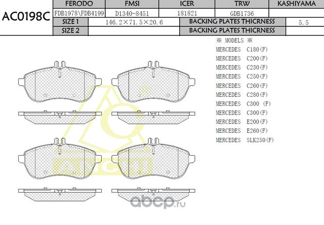 Тормозные колодки ANCHI AC0198C. Артикул AC0198C