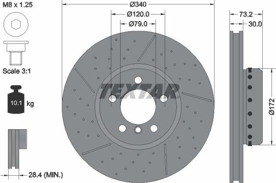 Тормозной диск Textar Pro+ передний для BMW 2 F22 2012-2026. Артикул 92265025
