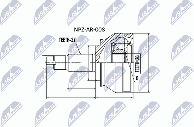 Шрус наружный (граната) NTY для Lancia Kappa 1994-2001. Артикул NPZ-AR-008