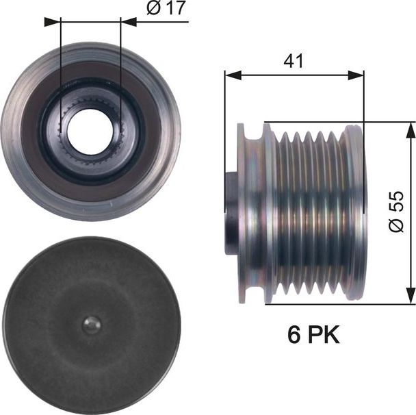 Муфта генератора обгонная Gates DriveAlign® для Kia Cerato III 2014-2026. Артикул OAP7269