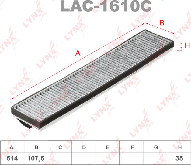 Салонный фильтр LYNXauto. Артикул LAC-1610C