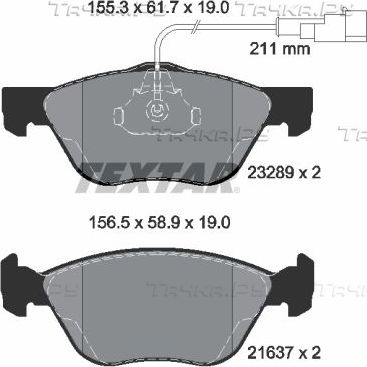 Тормозные колодки Textar Q+ передние для Lancia Lybra 1999-2005. Артикул 2328902