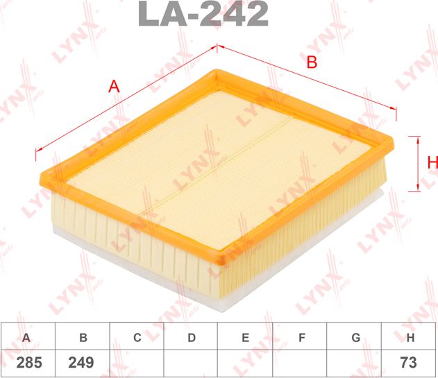 Воздушный фильтр LYNXauto. Артикул LA-242