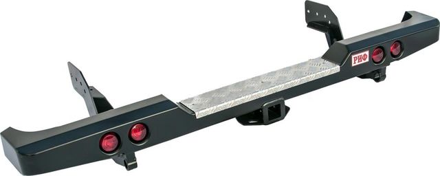 Бампер силовой РИФ задний с квадратом под фаркоп и фонарями для Mitsubishi L200 2005-2015 (кузов 1350 мм). Артикул RIFTRT-20150