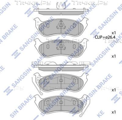 Тормозные колодки Sangsin Hi-Q задние для Ford Explorer III 2001-2006. Артикул SP1511