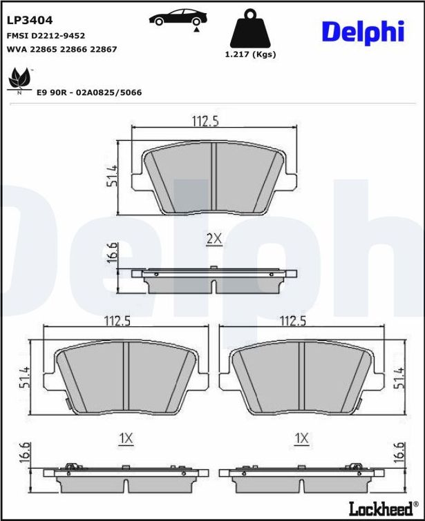 Тормозные колодки Delphi (Low-Metallic). Артикул LP3404