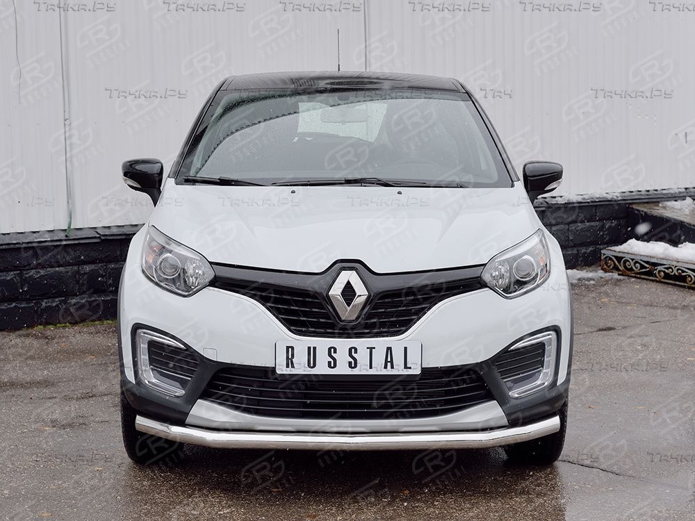 Защита RusStal переднего бампера d63 секция для Renault Kaptur 2016-2026. Артикул RKPZ-002462