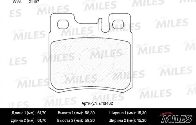 Тормозные колодки Miles (Semi-Metallic). Артикул E110462