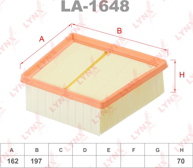 Воздушный фильтр LYNXauto. Артикул LA-1648