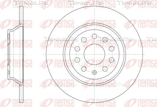 Тормозной диск Remsa задний для Volkswagen Golf VII 2013-2026. Артикул 61587.00