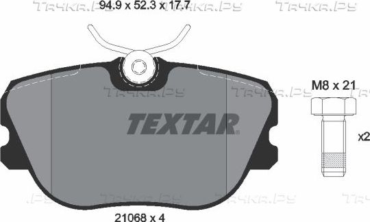Тормозные колодки Textar передние для Saab 900 I 1987-1994. Артикул 2106804