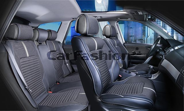 Накидки универсальные CarFashion Sector Plus для авто, цвет Светло-серый/Черный/Черный. Артикул 22278
