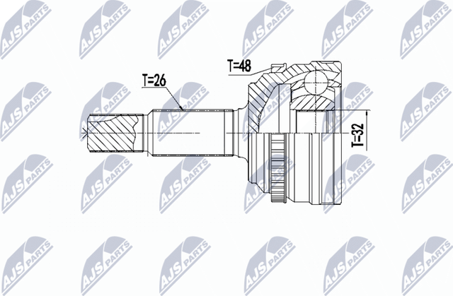 Шрус наружный (граната) NTY передний для Toyota Matrix II (E140) 2008-2014. Артикул NPZ-TY-096