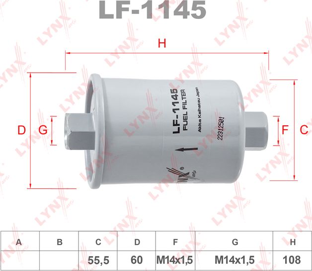Топливный фильтр LYNXauto для MG ZR 2001-2005. Артикул LF-1145