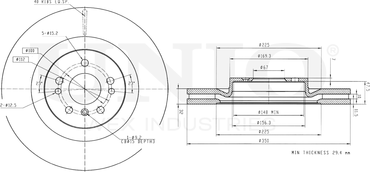 Диск тормозной (Unio). Артикул BRD-20503