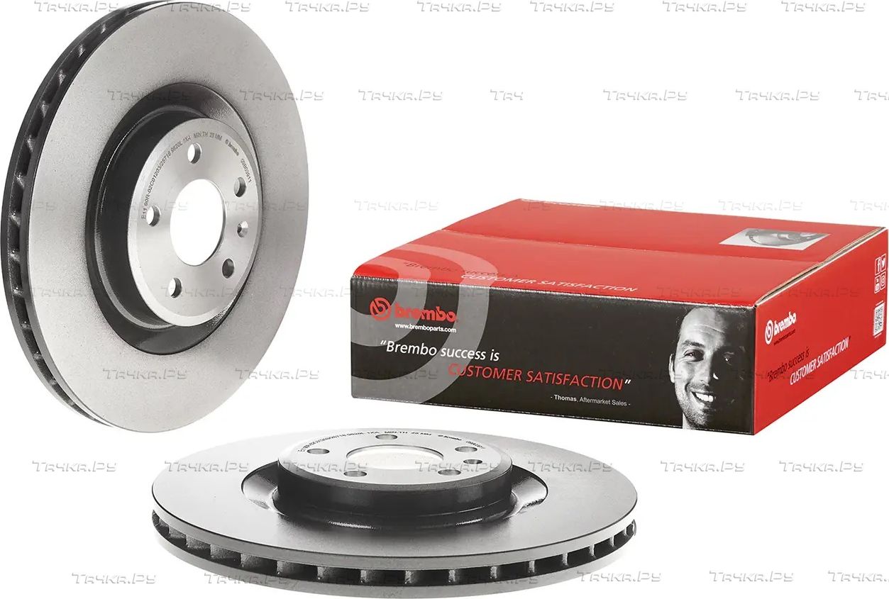 Тормозной диск Brembo PRIME LINE - UV Coated передний для Audi A4 IV (B8) 2008-2011. Артикул 09.B039.11