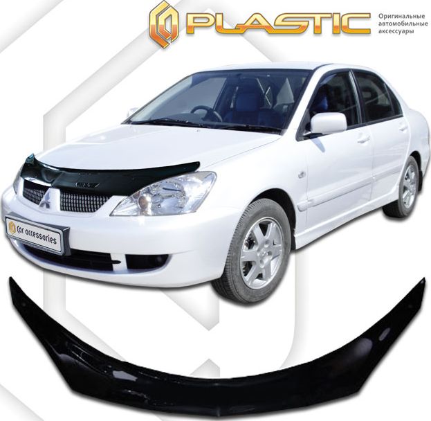 Дефлектор СА Пластик для капота exclusive (Classic черный) Mitsubishi Lancer 2006. Артикул 2010060100983