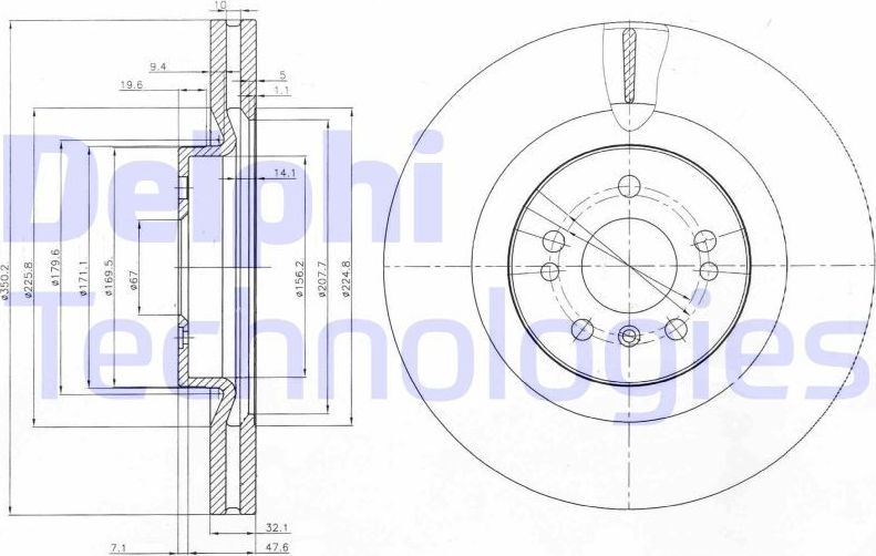 Тормозной диск Delphi. Артикул BG9013