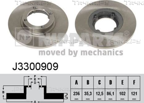 Тормозной диск Nipparts передний для Chevrolet Matiz II 2005-2013. Артикул J3300909