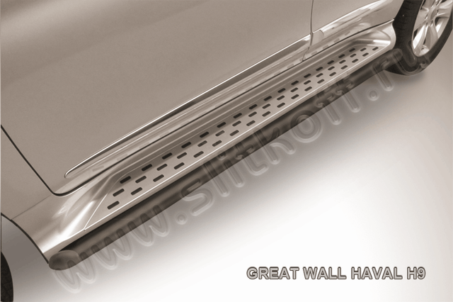 Пороги Slitkoff d57 для Haval H9 2014-2017 Черные. Артикул HavH9006B