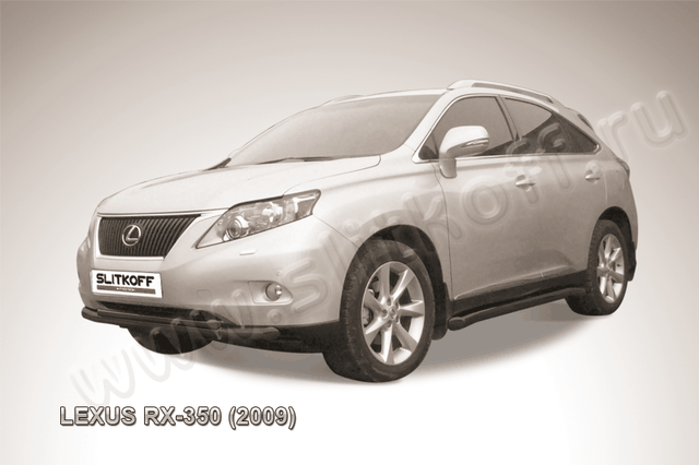 Защита Slitkoff переднего бампера d76/57 двойная ЧЕРНАЯ матовая для Lexus RX 350 2009-2012. Артикул LRX35005B