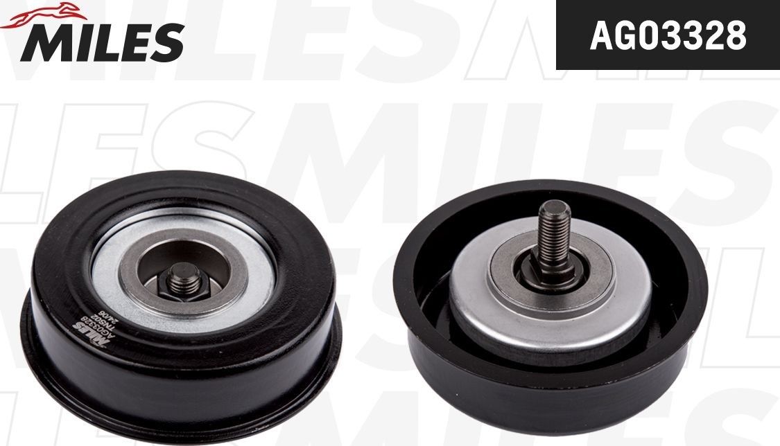 Натяжной ролик (натяжитель) приводного поликлинового ремня Miles (сталь). Артикул AG03328