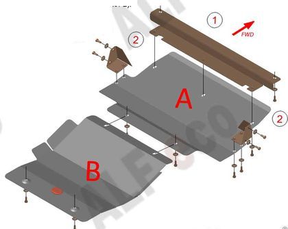 Защита алюминиевая Alfeco (4 мм) для радиатора Hyundai Terracan 2001-2007. Артикул ALF.10.27.1AL4