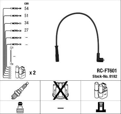 Высоковольтные провода (провода зажигания) (комплект) NGK. Артикул 8192
