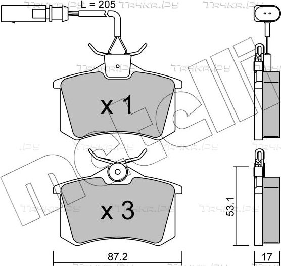 Тормозные колодки Metelli. Артикул 22-0100-3