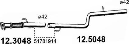 Гофра глушителя Asso передний для Fiat Doblo I 2005-2015. Артикул 12.3048