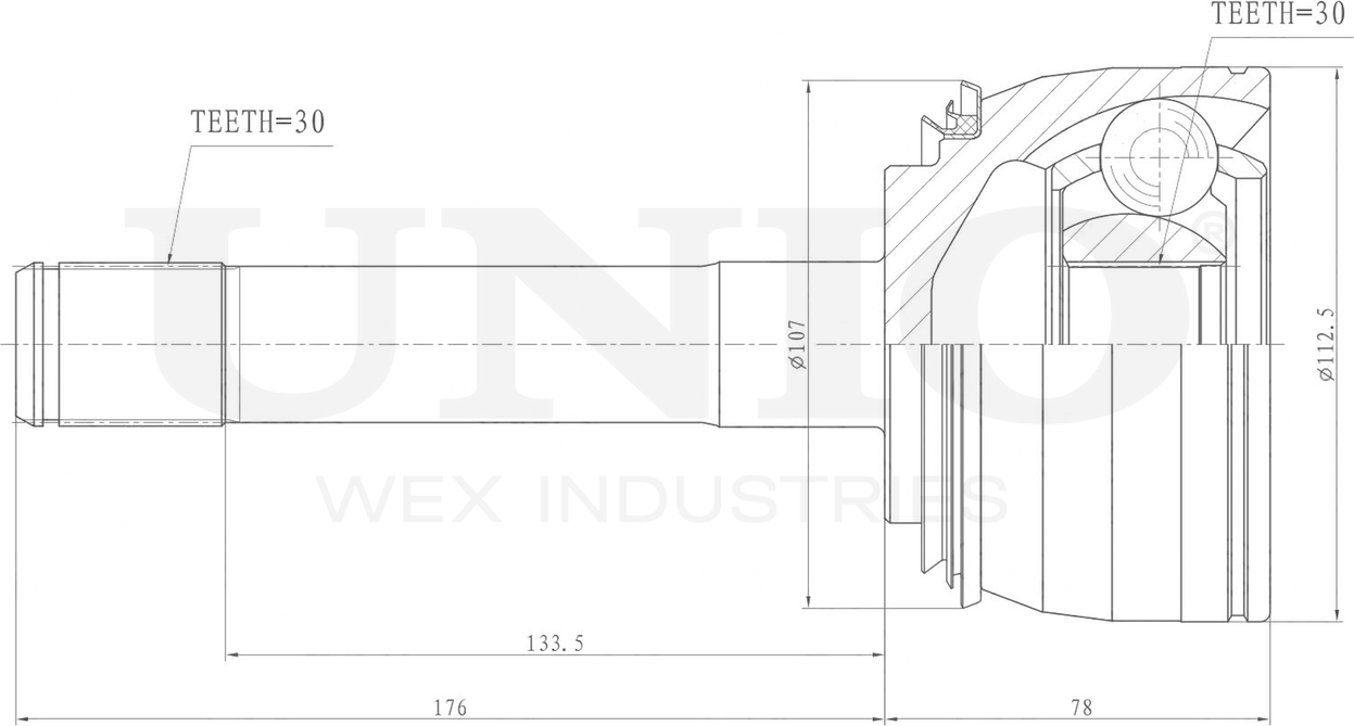 ШРУС наружный (Unio). Артикул CVJ-20302