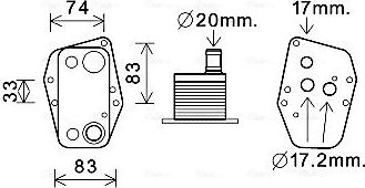 Радиатор масляный (маслоохладитель) для двигателя AVA (алюминий). Артикул BW3555