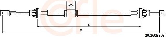 Трос ручника (тросик ручного тормоза) Cofle передний для Jeep Commander XK, XH 2005-2010. Артикул 92.20.160B505