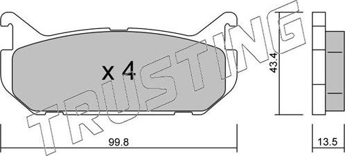 Тормозные колодки Trusting задние для Mazda Xedos 6 1992-1999. Артикул 312.0